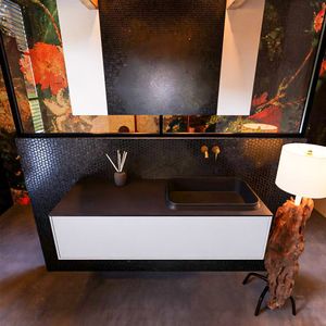 Badkamermeubelset Mondiaz Erin 120 cm met 1 Lade met RIDGE Wastafel Rechts Urban Zonder Kraangaten Greeploos Mat Cale