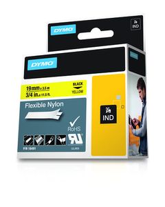 Labeltape Dymo Rhino 18491 nylon 19mmx3.5m zwart op geel