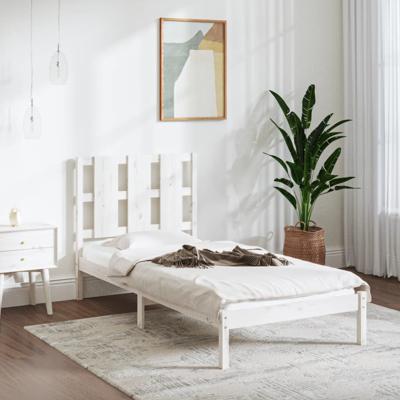 Bedframe massief hout wit 90x190 cm