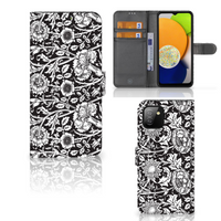 Samsung Galaxy A03 Hoesje Black Flowers - thumbnail