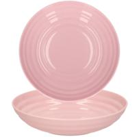 PlasticForte Rond bord/camping - 4x - diep bord - D19 cm - oud roze - kunststof - soepborden - Diepe borden - thumbnail