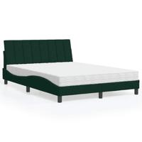 Bed met matras "Hanko" fluweel donkergroen 140x190 cm