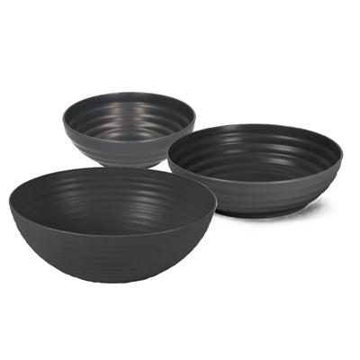 Plasticforte onbreekbaar servies schalen set - zwart - kunststof - 3 formaten - 10x stuks