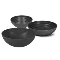 Plasticforte onbreekbaar servies schalen set - zwart - kunststof - 3 formaten - 10x stuks
