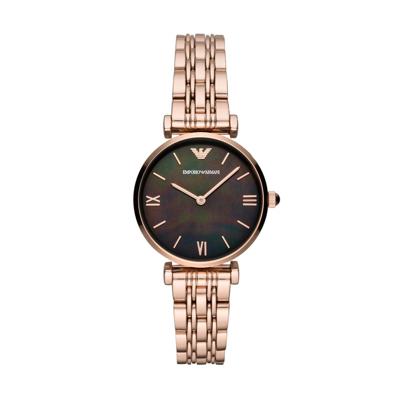 Emporio Armani Gianni T-Bar quartz zwart parelmoer wijzerplaat dameshorloge AR11145