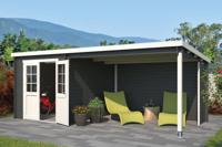 Outdoor Life Products | Tuinhuis met Overkapping Sunniva 570 x 275 | Gecoat | Carbon Grey-Wit