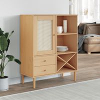 Hoge kast SENJA 90x40x112 cm rattan look grenenhout bruin - thumbnail