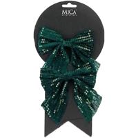 Decoratie strikken - 2x st - groen met glitter - 12 x 13 cm - strikjes