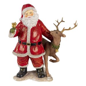 Clayre & Eef Multi Decoratie kerstman met rendier 19*11*20 cm 6PR4722