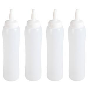 Doseerfles/sausfles - 4x stuks - transparant - 100 cl tot 1 liter - voor sauzen en dressigs