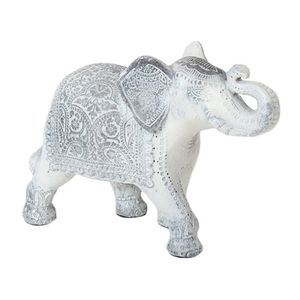 Olifant woondecoratie dieren beeldje wit 24 x 17 x 7 cm - Beeldjes