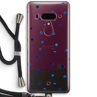 Blauwe stippen: HTC U12+ Transparant Hoesje met koord