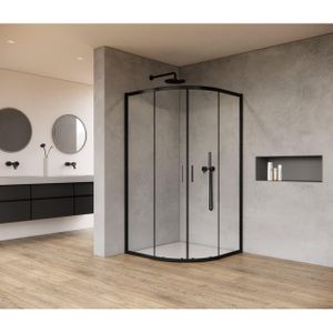 Saniclass Casus Douchecabine - 90x90x200cm - kwartrond - helder glas - profiel - mat zwart SAO2142-MB90x90