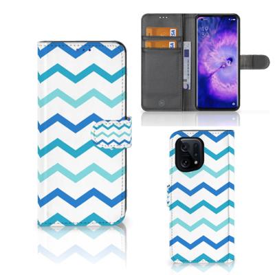 OPPO Find X5 | Telefoon Hoesje | Zigzag Blauw