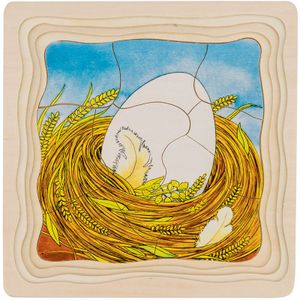 kip houten lagenpuzzel, 44 stukjes