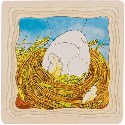 kip houten lagenpuzzel, 44 stukjes