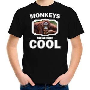 Dieren gekke orangoetan t-shirt zwart kinderen - monkeys are cool shirt jongens en meisjes