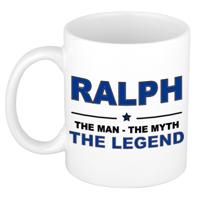 Ralph cadeau mok - man myth legend - naam koffiemok / beker - wit en blauw - 300 ml