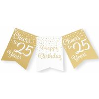 Verjaardag Vlaggenlijn 25 jaar - binnen - karton - wit/goud - 600 cm