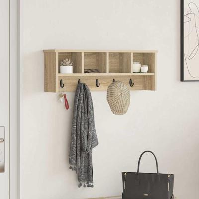 Wandgemonteerde kapstok met plank Sonoma eiken 75 x 16 x 26 cm
