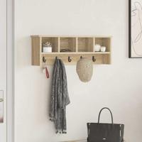 Wandgemonteerde kapstok met plank Sonoma eiken 75 x 16 x 26 cm