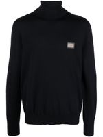 Dolce & Gabbana logo-patch roll-neck jumper - Bleu - thumbnail