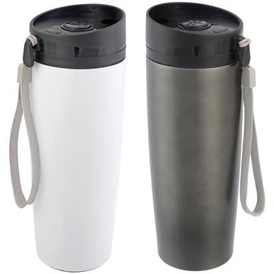 Thermosbekers - warmhoud drinkbekers - 2x stuks - wit en grijs - 380 ml - Isolerende drinkbekers Thermosbekers - warmhoud drinkbekers - 2x stuks - wit en grijs - 380 ml - Isolerende drinkbekers