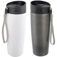 Thermosbekers - warmhoud drinkbekers - 2x stuks - wit en grijs - 380 ml - Isolerende drinkbekers Thermosbekers - warmhoud drinkbekers - 2x stuks - wit en grijs - 380 ml - Isolerende drinkbekers