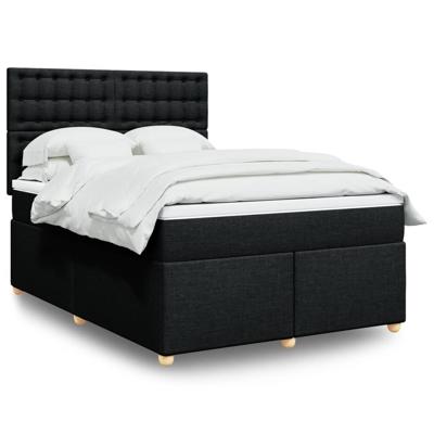 Boxspring met matras stof zwart 140x190 cm
