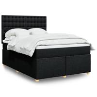 Boxspring met matras stof zwart 140x190 cm
