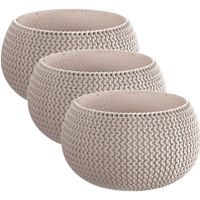 3x Stuks ronde taupe kunststof Splofy bloempotten/plantenpotten 2,3 liter