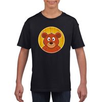 Dieren beer shirt zwart jongens en meisjes - thumbnail