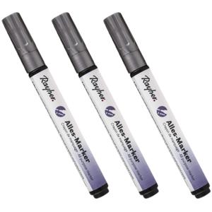 Rayher Marker stift - 3x - zilver - dikke punt - markeren - knutsel/hobby materiaal