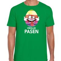 Paasei die tong uitsteekt vrolijk Pasen t-shirt - groen - heren - Paas kleding / outfit