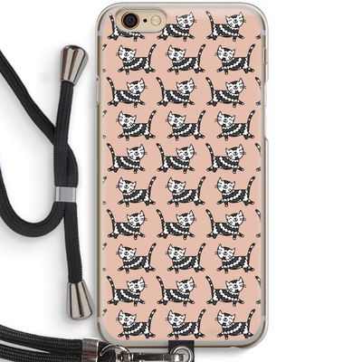 Zwarte poes: iPhone 6 / 6S Transparant Hoesje met koord