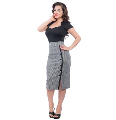 Sarina Button Skirt, Houndstooth-XXL Sarina Button Skirt, Houndstooth-XXL