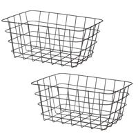 Industriele draadmand - 3x - zwart - metaal - 22 x 30 x 14 cm - opbergmand - woonaccessoires