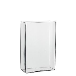 Hoge glazen vaas transparant glas rechthoekig 20 x 10 x 30 cm - Vazen