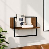 Wandschap met stang 40x25x30 cm bruin eikenkleur