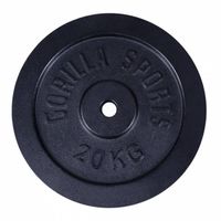 Gorilla Sports Gewichtsschijf - Halterschijf - 20 kg - Gietijzer Zwart - 31 mm
