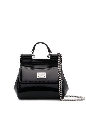 Dolce & Gabbana mini sac en cuir à plaque logo - Noir