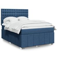 Boxspring met matras stof blauw 140x200 cm