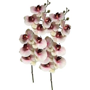 Kunstbloem Orchidee Bora - 2x - roze - 108 cm - losse steel - kunst zijdebloem - Phalaenopsis