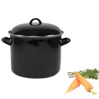 Soeppan met deksel - zwart - emaille - 8L - D24 x H21 cm