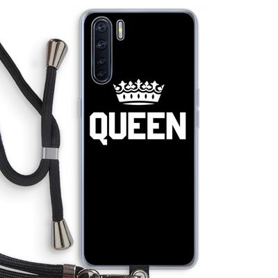 Queen zwart: Oppo A91 Transparant Hoesje met koord