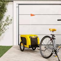 Hondenfietstrailer oxford stof en ijzer geel en zwart - thumbnail