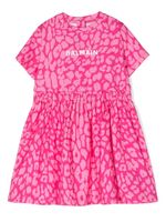 Balmain Kids robe froncée à imprimé léopard - Rose