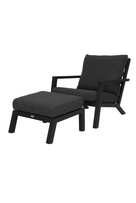 QOPPS Lounge tuinstoel Atlanta met voetenbank Antraciet