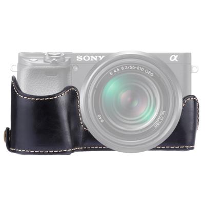 1/4 inch draad PU lederen camera half Case Base voor Sony A6400/ILCE-A6400 (zwart)