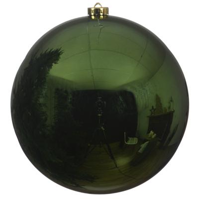 Decoris Kerstbal - donkergroen - groot - 14 cm - kunststof - glans Decoris Kerstbal - donkergroen - groot - 14 cm - kunststof - glans